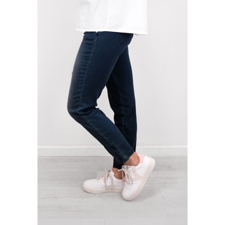 Robell Nena Navy Washed Denim Ankle Zip Cropped Jeans - Blue