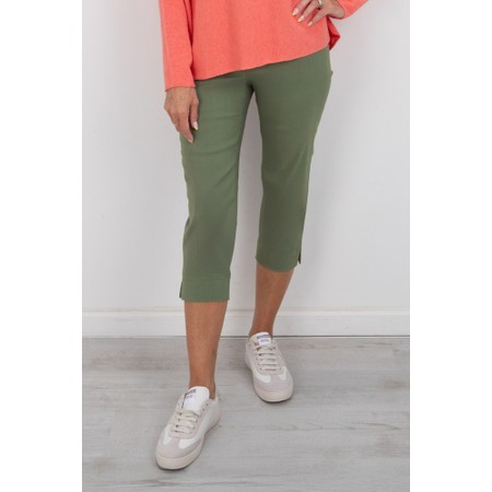 Robell Marie 07 Khaki Cropped Trouser - Green
