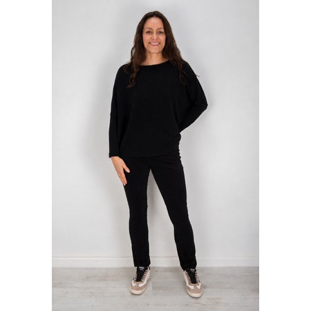 Robell Bella  Black Needlecord Full Length Trouser - Black