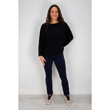 Robell Bella  Navy Needlecord Full Length Trouser - Blue
