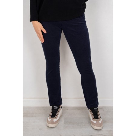 Robell Bella  Navy Needlecord Full Length Trouser - Blue