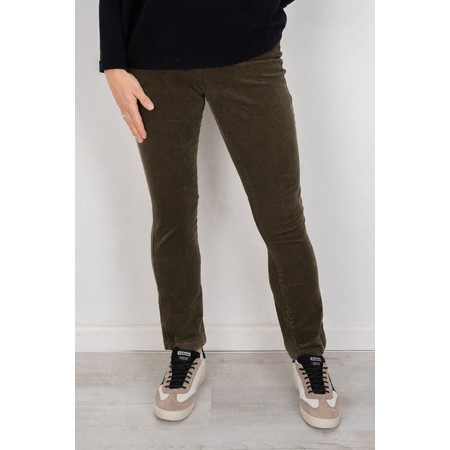 Robell Bella Taupe Needlecord Full Length Trouser - Brown