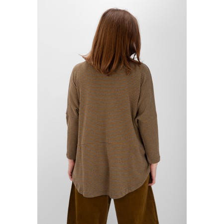 Mama B Spino Relaxed Grigio Stripe Fleece Top - Grey