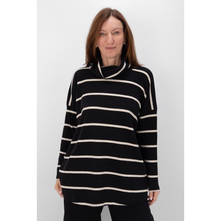 Mama B Bill R Nero Stripe Fleece Jumper - Black