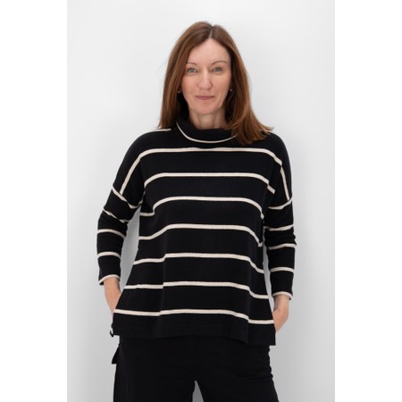 Mama B Dina Split Sides Nero Stripe Jumper - Black