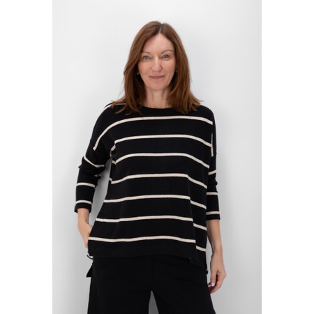 Mama B Emotiva R Relaxed Nero Stripe Eco Fleece Jumper - Black