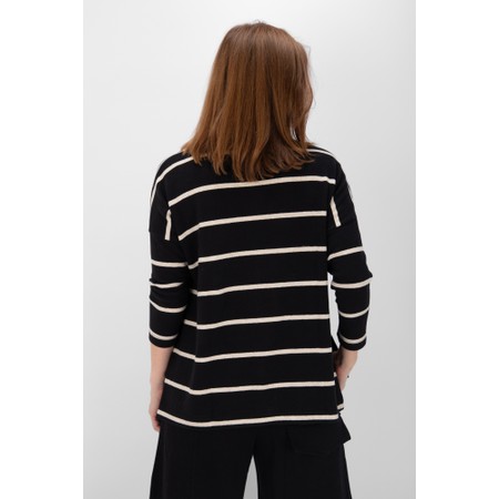 Mama B Emotiva R Relaxed Nero Stripe Eco Fleece Jumper - Black