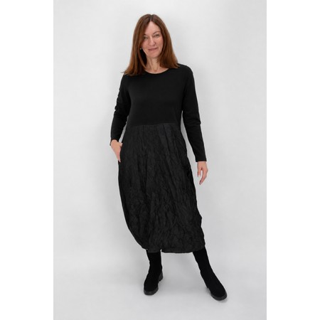 Mama B Tua Nero Contrast Panel Crush Dress - Black