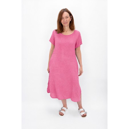 Amazing Woman Janey Linen Straight Midi Dress - Pink