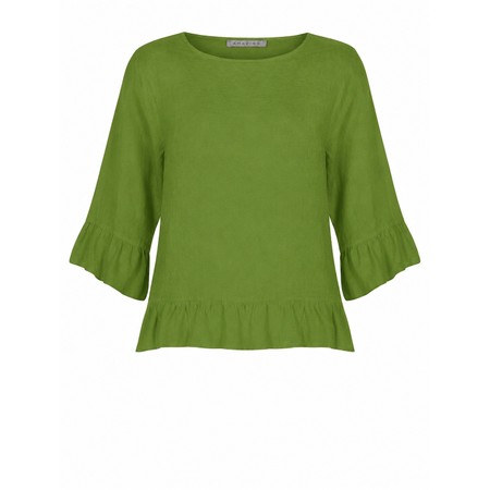 Amazing Woman Julia Linen Frill Top - Green