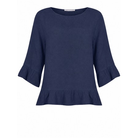 Amazing Woman Julia Linen Frill Top - Blue