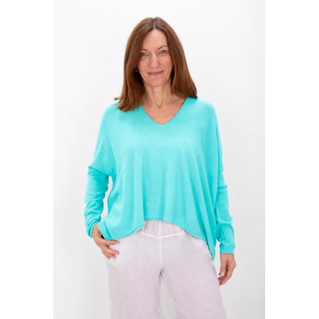 Amazing Woman Mika Boxy Summer Turquoise Fine Knit Jumper - Turquoise