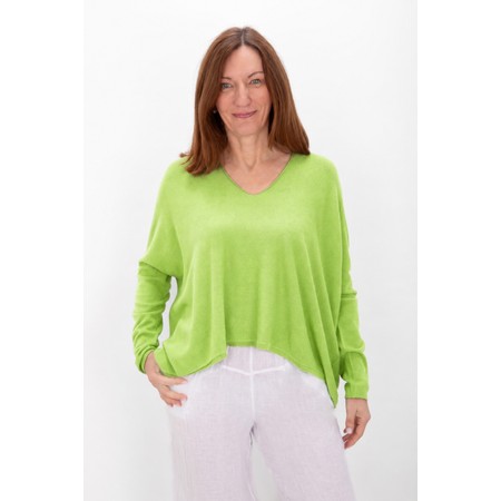 Amazing Woman Mika Boxy Summer Green Fine Knit Jumper - Green