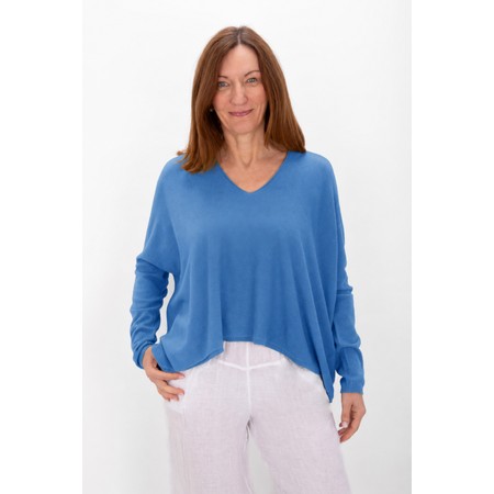 Amazing Woman Mika Boxy Summer Blue Fine Knit Jumper - Blue