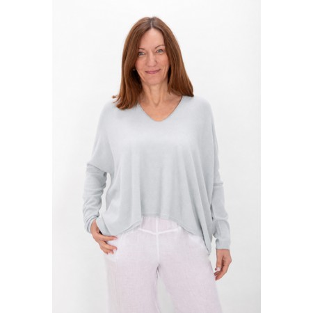 Amazing Woman Mika Boxy Silver Fine Knit Jumper - Metallic