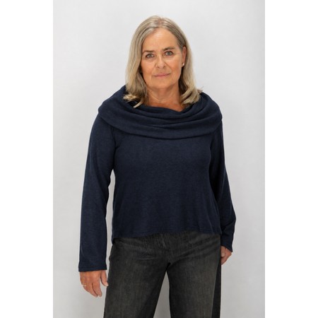 Thing Winona Navy Bardot Soft Knit Top - Blue