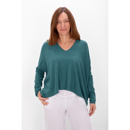 Amazing Woman Mika Boxy Petrol Fine Knit Jumper - Blue