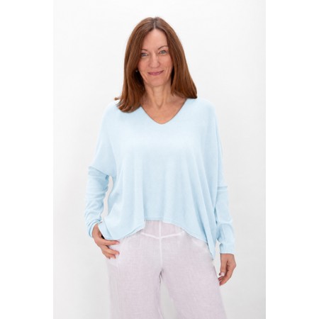 Amazing Woman Mika Boxy Pale Blue Fine Knit Jumper - Blue