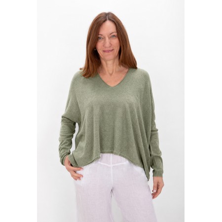 Amazing Woman Mika Olive Boxy Fine Knit Jumper - Green