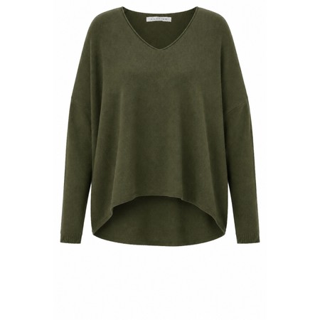 Amazing Woman Mika Boxy Musch Olive Fine Knit Jumper - Green