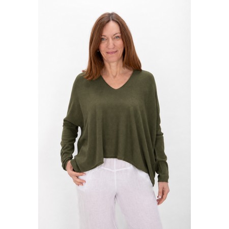 Amazing Woman Mika Boxy Musch Olive Fine Knit Jumper - Green