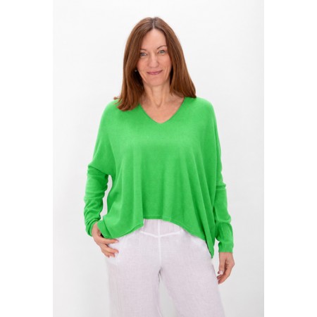 Amazing Woman Mika Grass Boxy  Fine Knit Jumper - Green