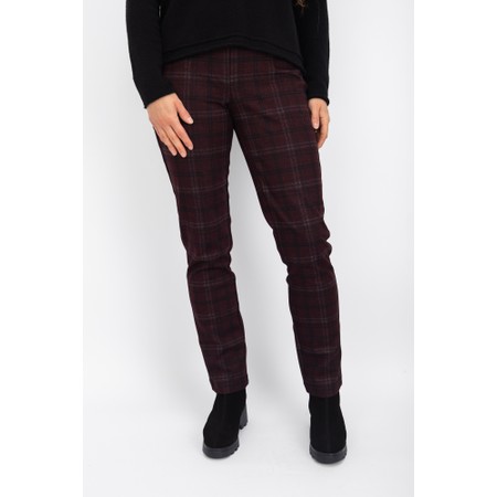 Robell Bella Check Trouser - Red