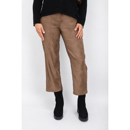 Robell Efi 09 Stretch Suede Almond Brown Wide Crop Trouser - Brown
