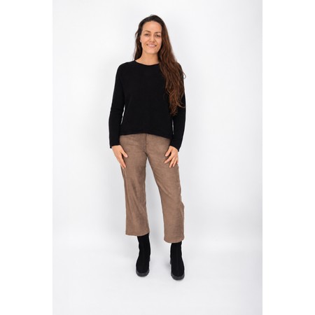 Robell Efi 09 Stretch Suede Almond Brown Wide Crop Trouser - Brown