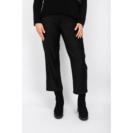 Robell Efi 09 Stretch Suede Black Wide Crop Trouser - Black