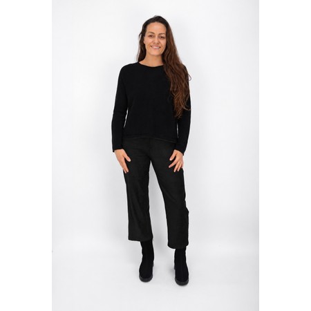 Robell Efi 09 Stretch Suede Black Wide Crop Trouser - Black
