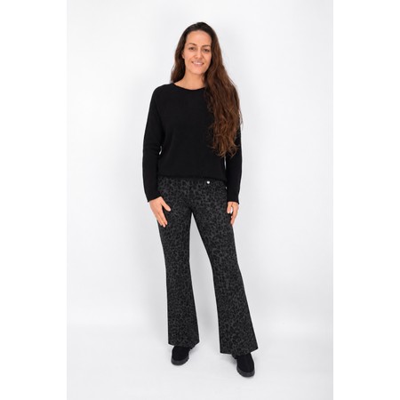 Robell Joella Animal Wool Bootleg Trouser - Grey
