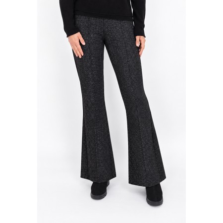 Robell Joella Herringbone Wool Bootleg Trouser - Black