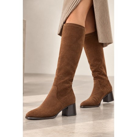 ELLA Madeleine Tan Knee High Stretch Boot - Brown