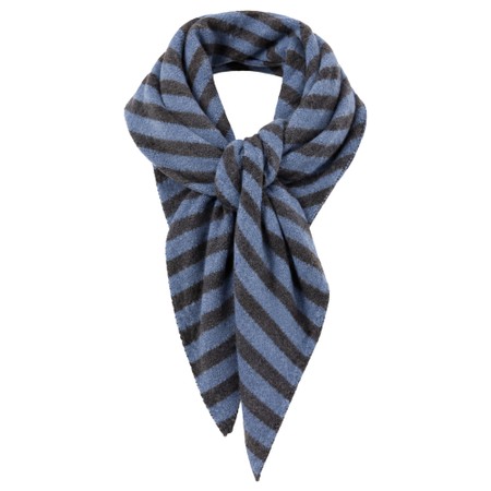 Gemini Label Accessories Large Triangle Blue And Brown Striped Bandana Scarf - Multicoloured