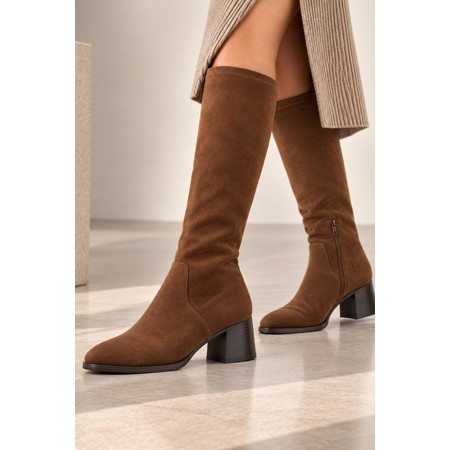 ELLA Madeleine Tan Knee High Stretch Boot - Brown