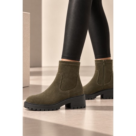 ELLA Jade Chunky Faux Suede Ankle Boot - Green