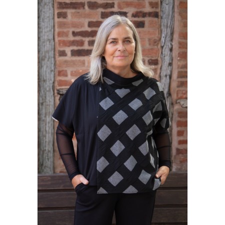 Naya Naya Boxy Check Contrast Top - Black