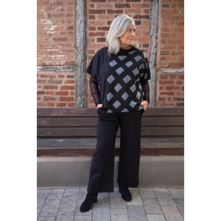 Naya Naya Boxy Check Contrast Top - Black