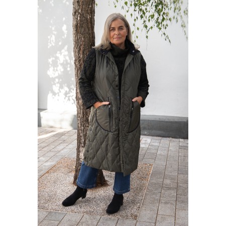 Naya Naya Thyme Long Quilted Gilet - Green
