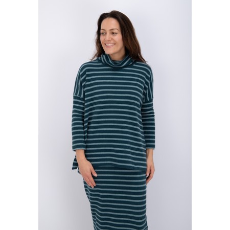 Mama B Dina Split Sides Atlantic Stripe Jumper - Blue