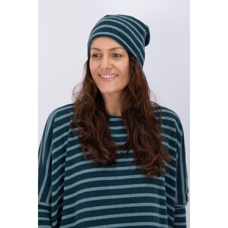 Mama B Kaki R Atlantic Wide Stripe Fleece Hat - Blue
