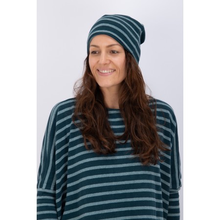 Mama B Kaki R Atlantic Wide Stripe Fleece Hat - Blue