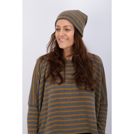 Mama B Kaki R Grigio Wide Stripe Fleece Hat - Grey