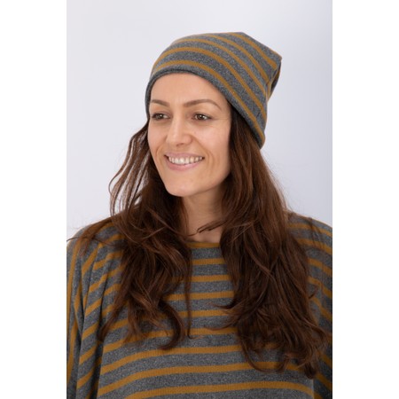 Mama B Kaki R Grigio Wide Stripe Fleece Hat - Grey