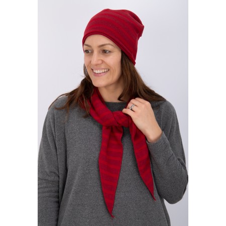 Mama B Kaki R Rosso Wide Stripe Fleece Hat - Red