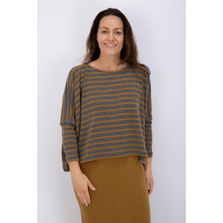 Mama B Kira Boxy Grigio Stripe Fleece Top - Grey