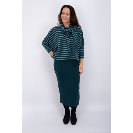 Mama B Kira Boxy Atlantic Stripe Fleece Top - Blue