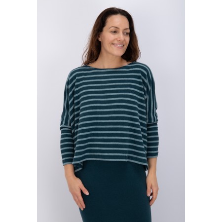 Mama B Kira Boxy Atlantic Stripe Fleece Top - Blue