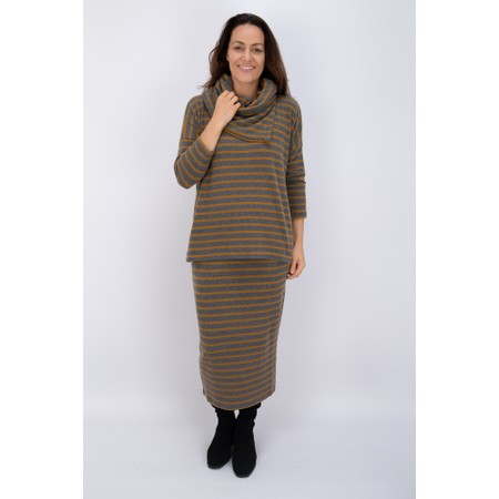Mama B Lilla R Grigio Stripe Fleece Skirt - Grey